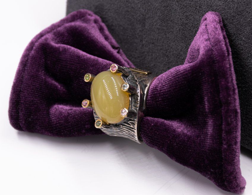 Anillo G.Styliano Plata Ópalo Amarelo